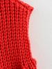 Fashion Women Knit Cardigan Vest Casual Red Sleeveless O-neck Metal Button Sweater Tank Top Lady High Street Knitted Waistcoat