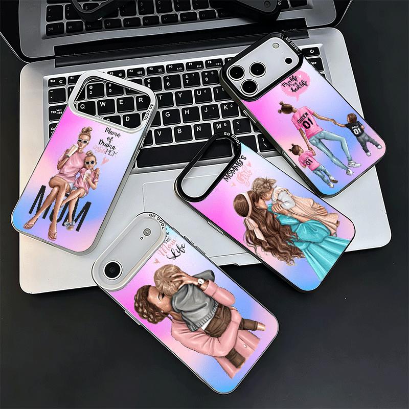 Чехол для телефона с дизайном "Мама и ребенок", ударопрочный, для iPhone 17 Air 16 16E 15 Pro Max 14 Plus 13 Mini 12, задняя крышка, защита от падений, забавный