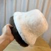 Brown Furry Hat for Girls In Winter New Thickened Warm Ear Basin Hat Showing Face Small Plush Fisherman Hat