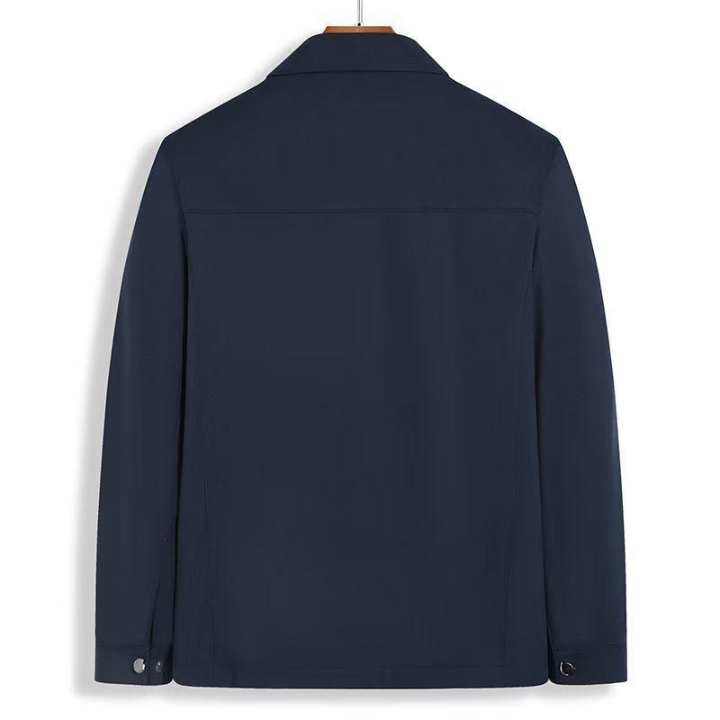 Мужская куртка Весна и Осень Лацкан Деловая куртка Однотонная Свободная куртка