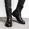 Men's Leather Boots Trendy Black Motorcycle Boot High Quality Combat Boots Casual Men Shoes Non-Slip Tactical Army Boot