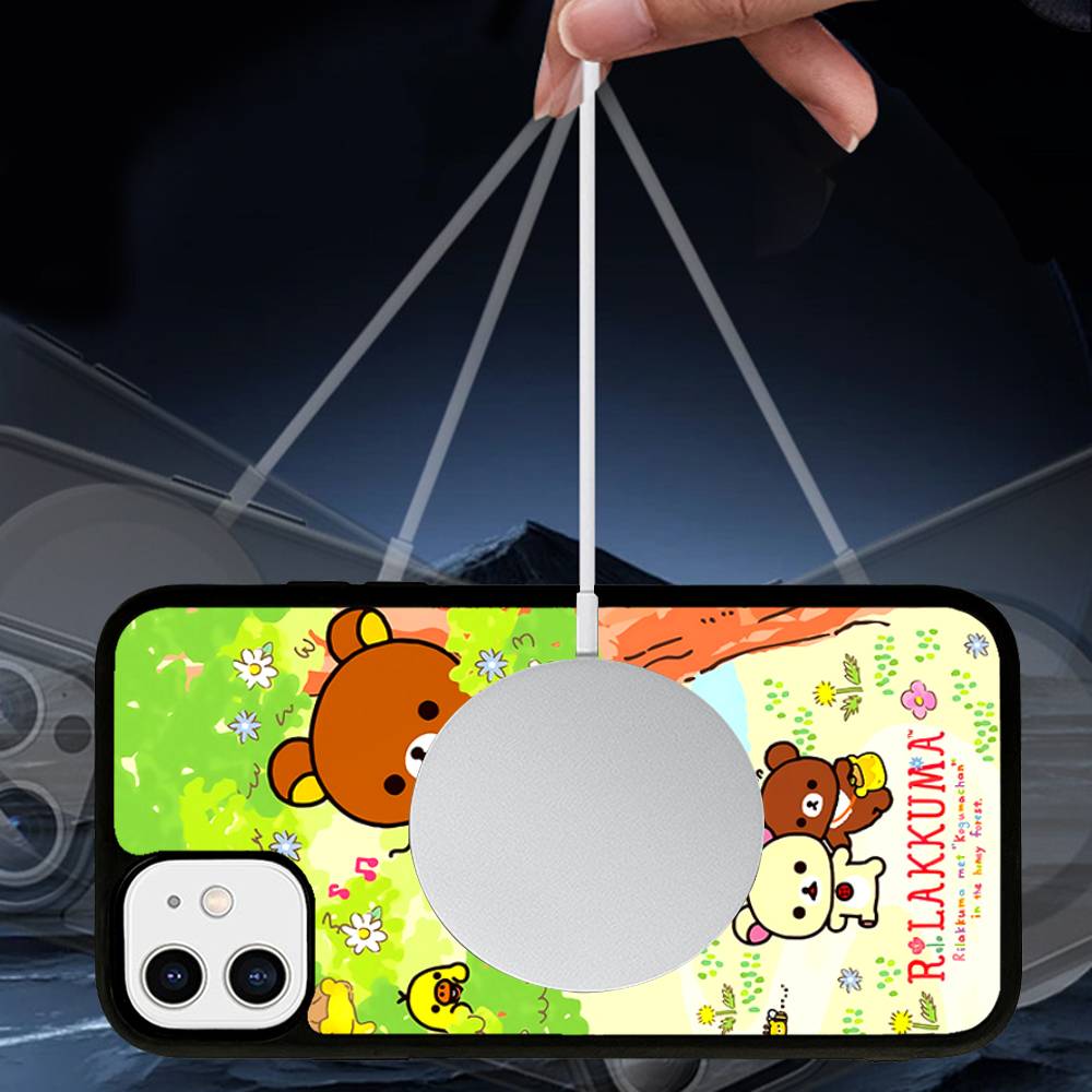 Cute Rilakkuma Bear Phone Case Magnetic Case For IPhone 16 14 13 12 11 15 Pro Max Plus For Magsafe Wireless Charge Cover