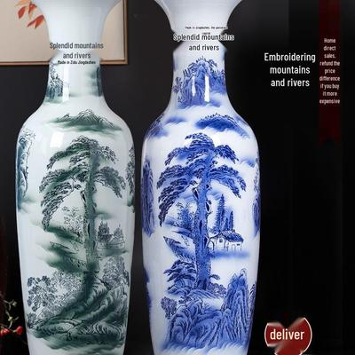 Большая антикварная фарфоровая ваза цинхуа для украшения гостиной или отеля