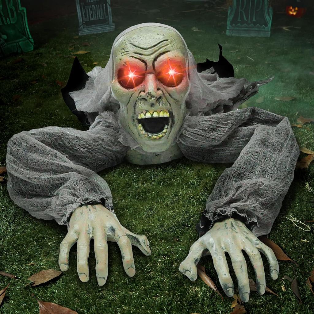 Joyfy Zombie Halloween Groundbreaker Decorations Zombie with Sound and Flashing Eyes Outdoor Scary Halloween Yard Decorations