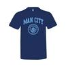 Man City Unisex Adults Navy T Shirt With Team Crest