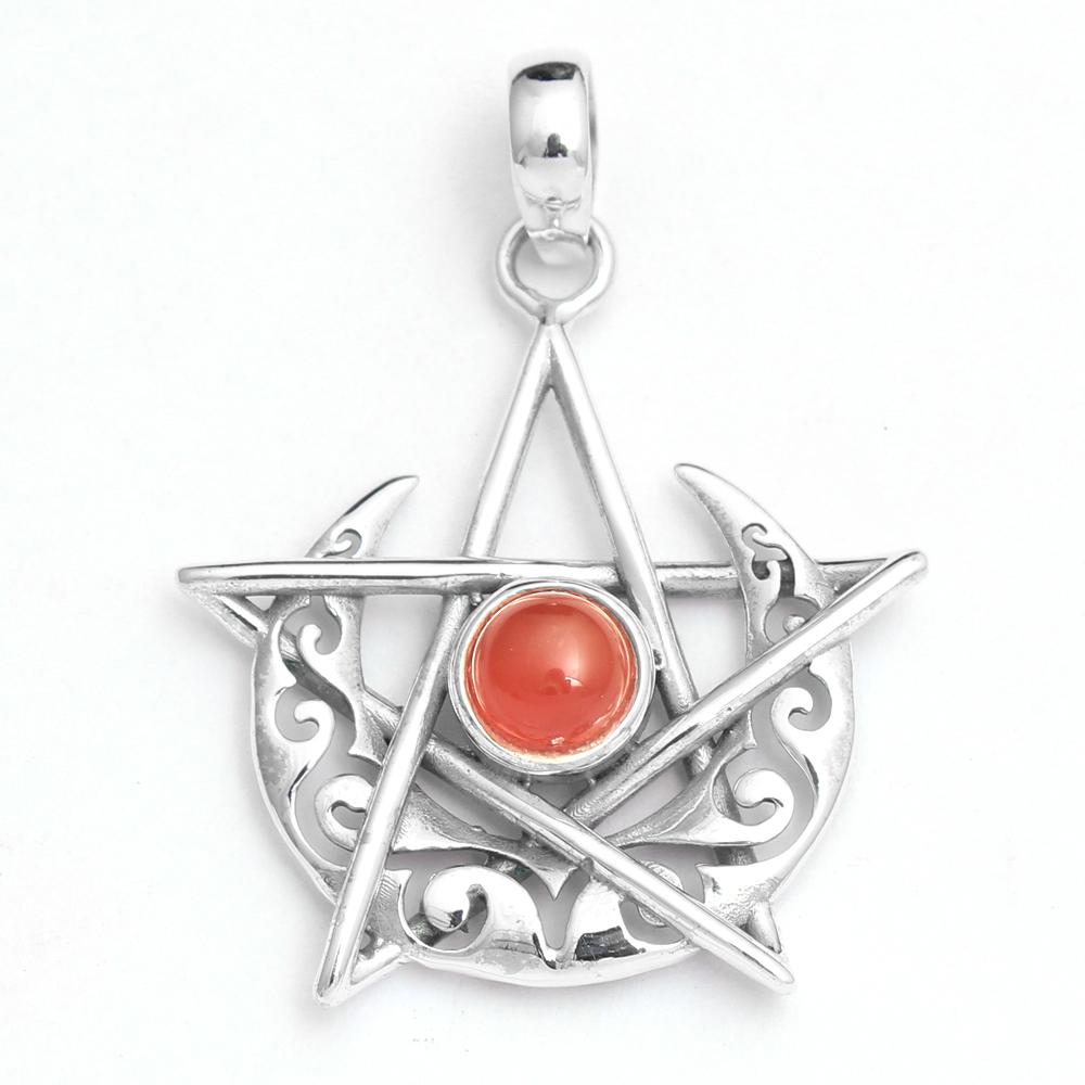 Сердолик Ларимар Кианит Зеленый Оникс Лунный Камень Звезда и Луна Подвеска Стерлингового Серебра 925 Ювелирные Изделия Ручной Работы