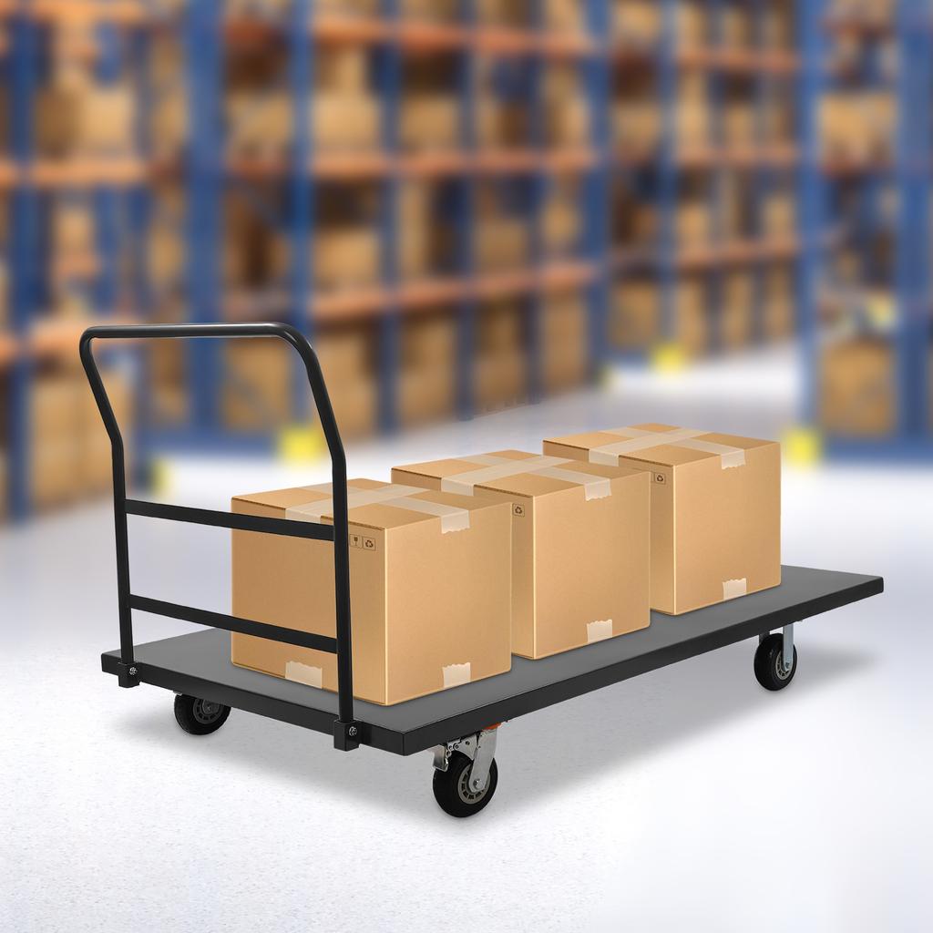 Серая тележка 1* Платформенная тележка 1* Ручка 5* Колеса, Промышленная плоская тележка, Сверхпрочная тележка, Платформенная ручная тележка