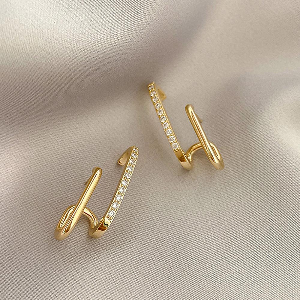 Xiaomi New Design Irregular U-shaped Gold Color Earrings for Women Korean Luxury Crystal Earring Wedding Party Jewelry Accessories