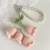 Wool Crocheted Orchid Key Ring Pearl Chain Knitted Key Ring Creative Key Chain  Bag
