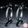 Высокое качество 100% стерлингового серебра 925 пробы вечерние серьги-обручи Eternity с прозрачным фианитом для женщин