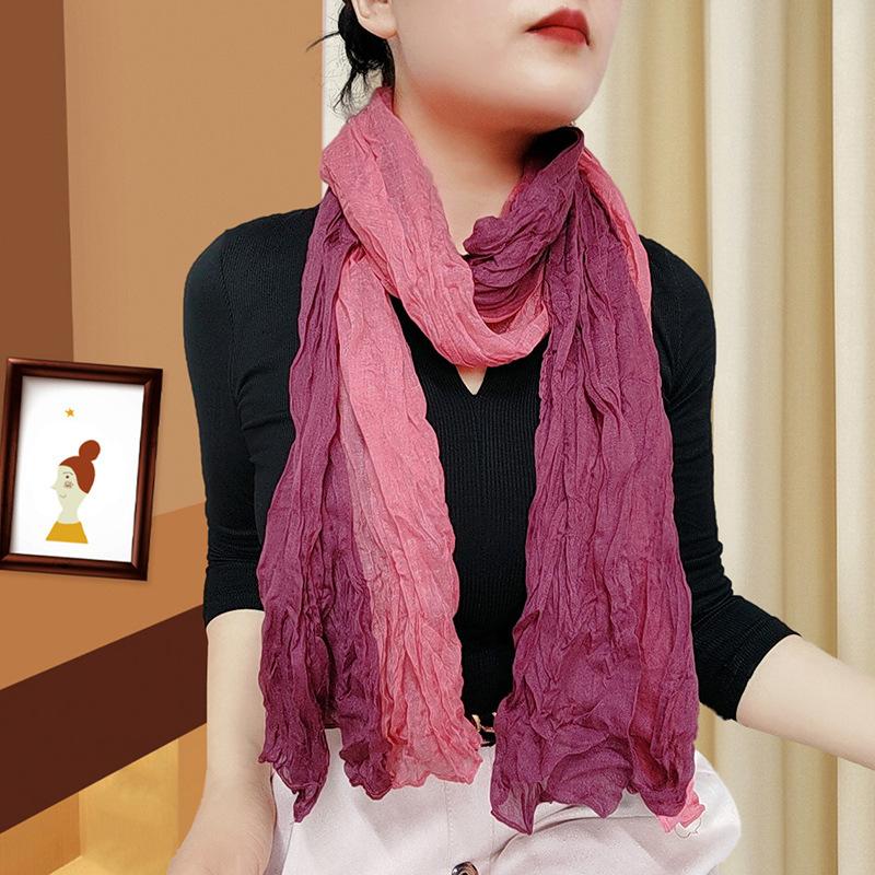 Small Floral Thin Mori Age-reducing Wrinkled Sunscreen Silk Scarf Women's Summer New Versatile Shawl Fashion Trends