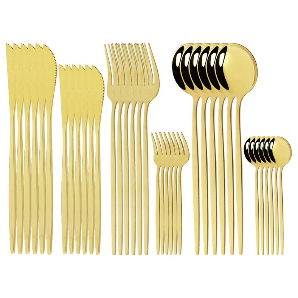 36 шт., набор столовой посуды из нержавеющей стали мятного золота, десертный нож, вилка для торта, кофейная ложка, набор столовых приборов, кухонная посуда, набор столового серебра