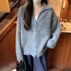 Свитер на молнии с лацканами, женская одежда, осень и зима, новинка, ленивый ветер, свободный, мягкий, восковой, плюшевый вязаный кардиган-куртка
