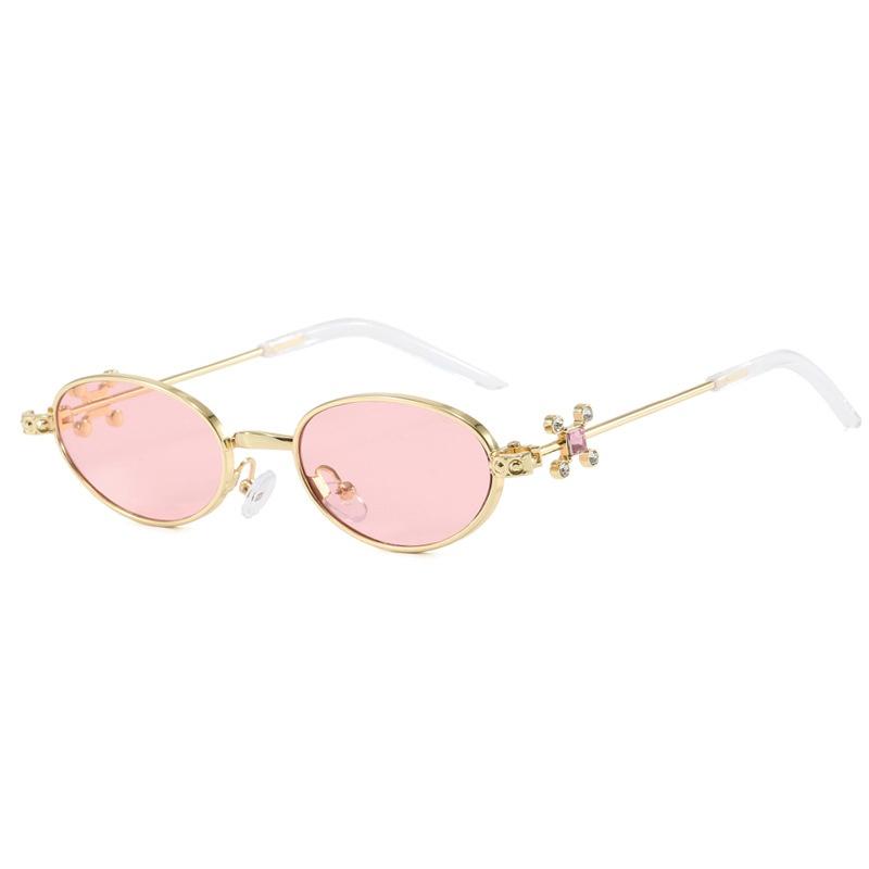 Ins New Retro Oval Women Sunglasses Y2K High End Diamond Inlaid Frame Design Steam Punk Men Casual Versatile Sun Glasses UV400