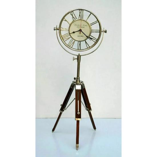 Морские антикварные латунные настольные часы, регулируемая деревянная подставка для штатива, морской декор