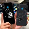 For Infinix Hot 8 Phone Case Hot 8 Lite Hot8 X650 X650C X650B X650D Elegant Floral Cat Pattern Black Silicone Soft TPU Cases