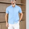Мужская рубашка с коротким рукавом, однотонная, в стиле business casual, для летней моды, не требует глажки, удобный и универсальный топ