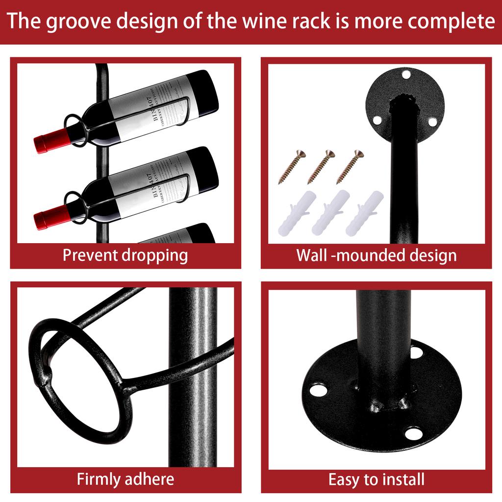 5 Pack Iron Wall Mount Wine Rack Wine Holders Kitchen Assembled Display Stand Organizer Storage Bar Wine Cabinet Wine Bottle Rac