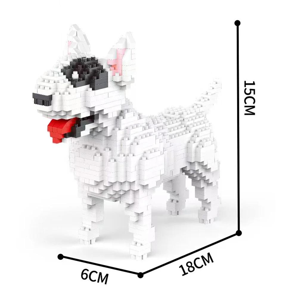 Милый мини-хаски с голубыми глазами, микро-мини строительные блоки для самостоятельной сборки - несколько стилей хаски, пуделя, бультерьера для праздничных подарков
