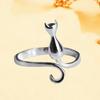Adjustable Cat Ring For Women Moon Charm Openable Geometric Minimalist Jewelry Korean Style Stackable Tail Finger Ring Whimsical Animal Jewelry Gift