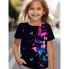 Children's clothing, women's clothing, summer short sleeved Kawaii butterfly printed girls' T-shirt, fashionable round neck children's clothing