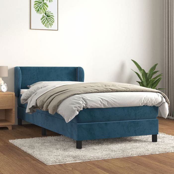 Maison Exclusive - Sommier à lattes de lit avec matelas Bleu foncé 100x200 cm