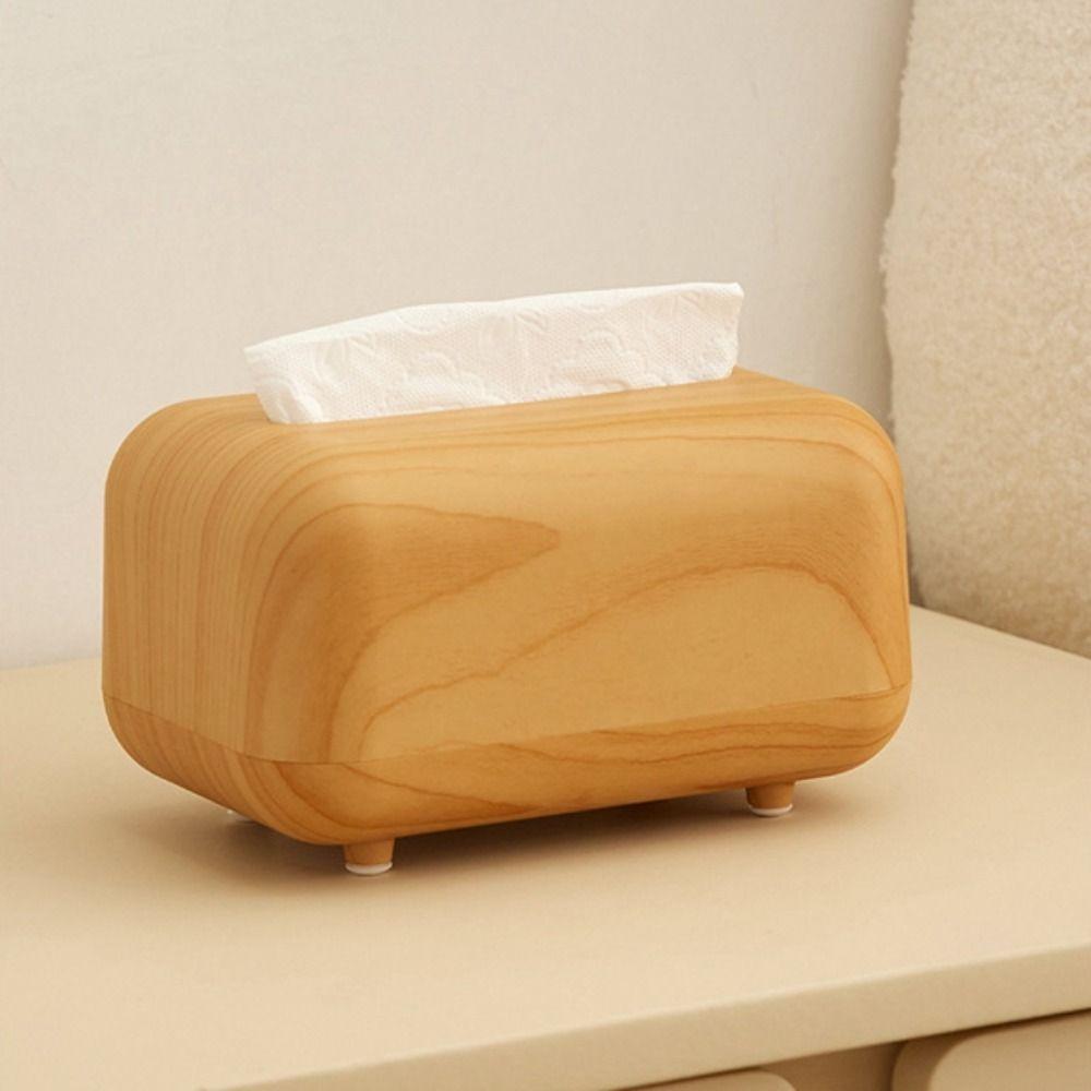 Ins Style Imitation Wood Grain Tissue Box Napkin Paper Case Living Room Decoration