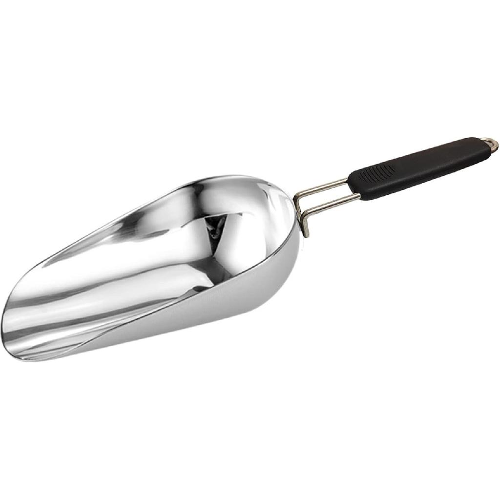 Stainless Steel 6 Ounce Ice Scoop With Good Grip Handle - Kitchen, Freezer, Dog Food, Popcorn Scoop - Dishwasher Safe