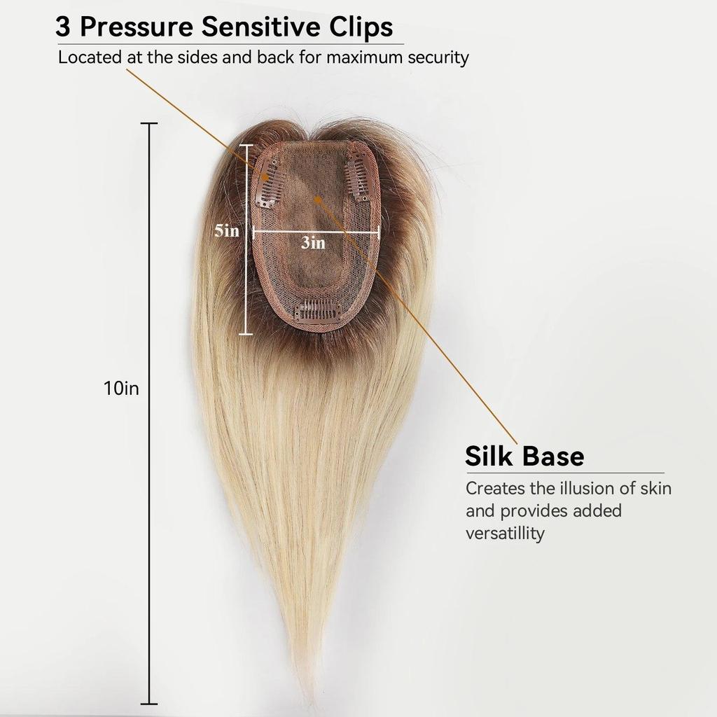 HAIRCUBE Прямые человеческие волосы Remy, топперы с челкой, парик, шелковая базовая заколка в топпере, верхняя часть волос для женщин от выпадения волос, блондинка с эффектом омбре