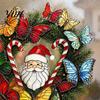 Creative Window Stickers for Home Christmas Wreath Sticker, Stained Glass Style, Removable Santa Butterfly Candy Cane Party Decor Decal, PVC