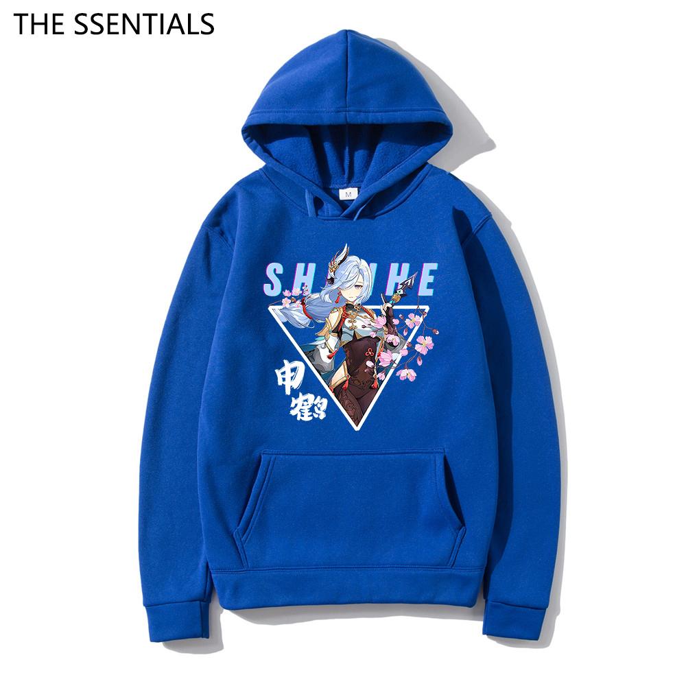 Shenhe Толстовка унисекс Harajuku Графический Kawaii Genshin Impact Толстовки унисекс Зимний эстетический пуловер Толстовки Genshin Толстовка Топы