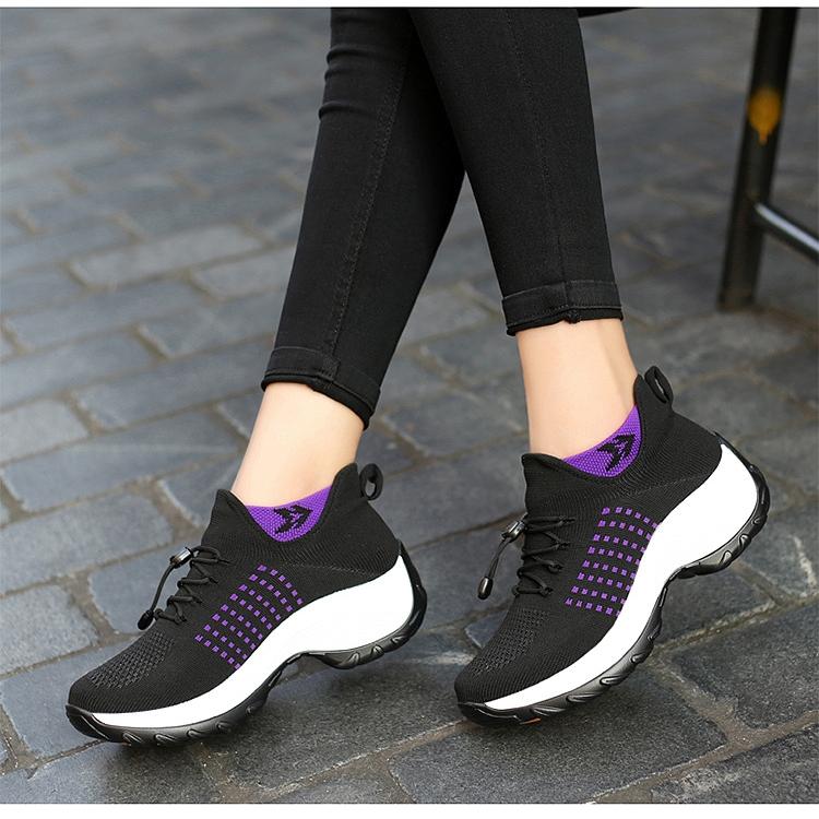 Женские удобные туфли-лодочки Flyknit, повседневная обувь на шнуровке, большой размер, нескользящая спортивная обувь 35-45