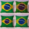 Brazil Flag Cushion Cover Plush Fabric Soft Double-Sided Printed Sofa Warm Winter Home Gift Pillow Cover
