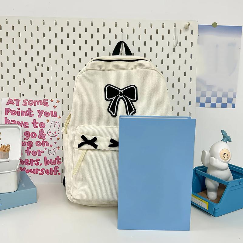 Милые рюкзаки с бантиком в эстетичном стиле, легкие школьные ранцы, студенческий рюкзак в милом стиле для девочек, женский вельветовый колледжный мочилас KTY