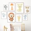 Cute Lion Giraffe Leopard Elephant Zebra Monkey Wall Art Print Canvas Painting Nordic Poster Wall Pictures Baby Kids Room Decor
