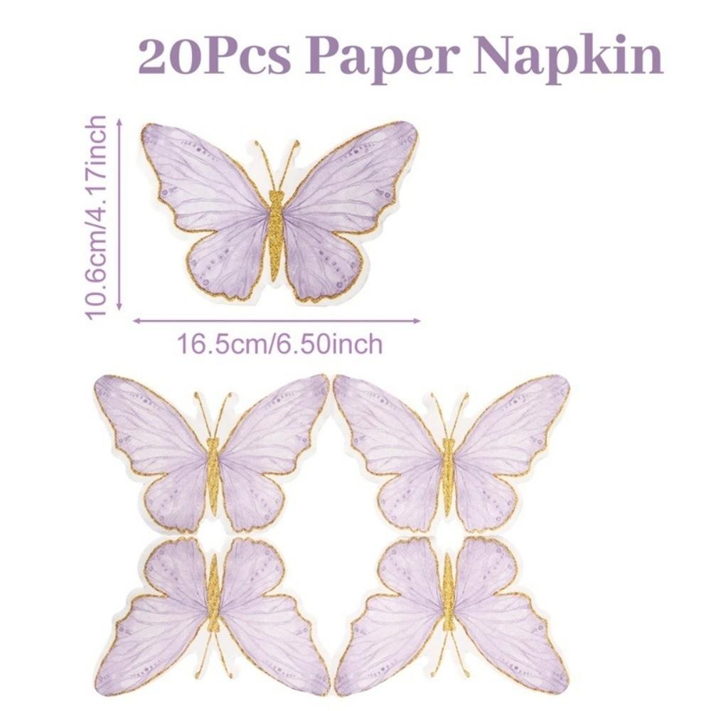 20Pcs Party Napkins Butterfly Paper Napkins Printed Decorative Napkins  Weddings Birthdays