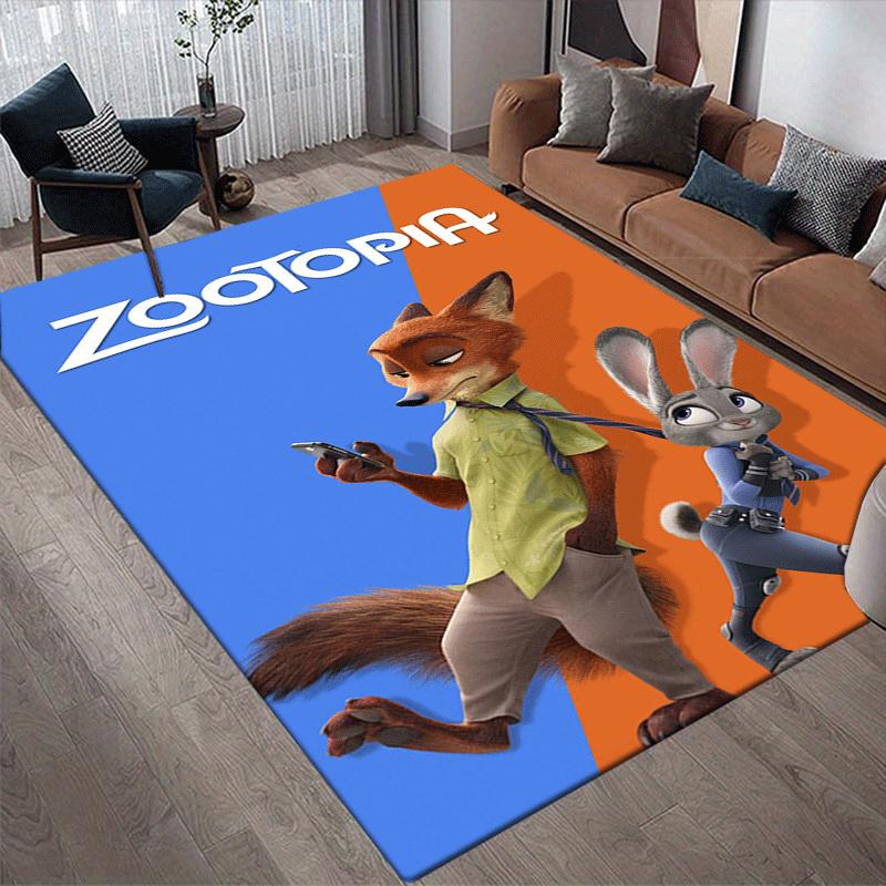1pc Zootopia Pattern Area Rug Soft Flannel Floor Mat for Living Room,Office,Bedroom and Carpet,Sofa Coffee Table Floor Mat
