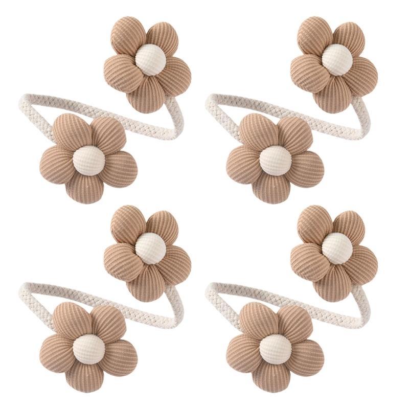 Colorful Flower Curtain Ties Clips Set of 4 Decorative Drapery Holders Holdbacks Metal Rope Tiebacks for Window Decors