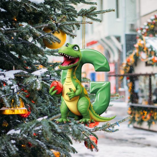 Рождественский орнамент в виде динозавра, подвесной кулон со шнурком, мультяшный стиль, Рождественская елка, забавное украшение в виде динозавра