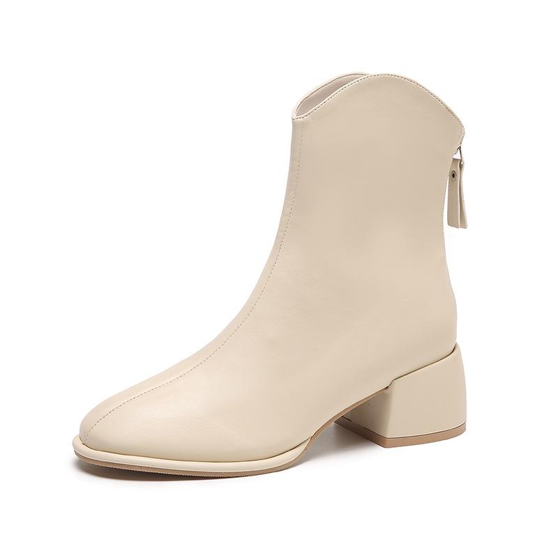 Короткие сапоги на грубом каблуке, женские модные кожаные сапоги с застежкой-молнией сзади, большие размеры, сексуальные сапоги Martin, модные сапоги в стиле темперамент