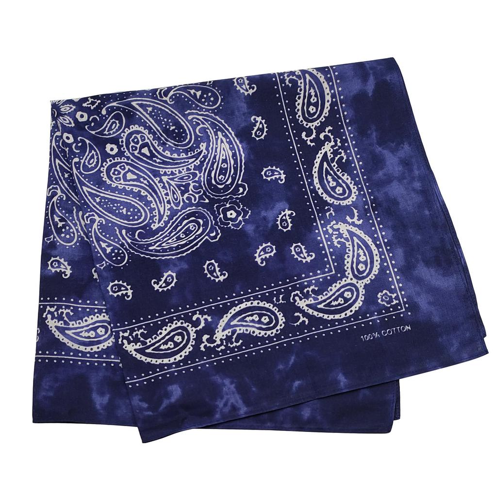 Trifong Bandana Paisley Tie-dye Handkerchief Adults 100% Cotton 55cm x 55cm navy