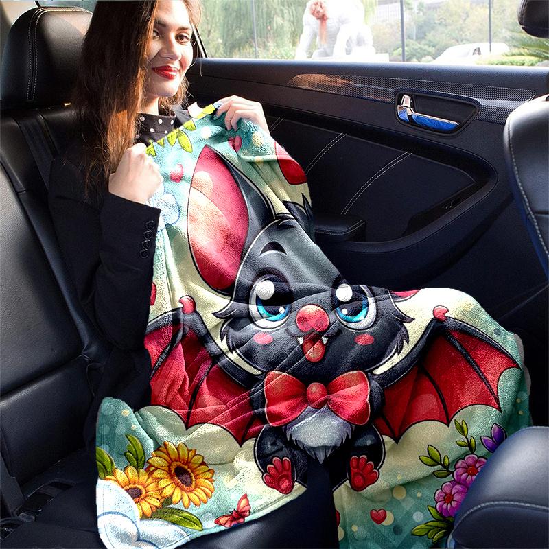 1pc Bat's Ideas Cartoon Blanket Soft Throw for Home Decor, Gift Idea, Living Room, Travel, Camping, Car Blankets