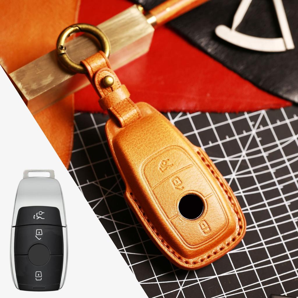 Leather Car Remote Key Cover Case Holder Shell Protector Fob for Mercedes Benz A B C E S Class S400L CLA CLS GLC GLE GLS EQE EQS
