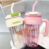 Тамблер с крышкой и соломинкой и ручкой 920 мл большой вместимости взрослая женская чашка кофейная кружка для путешествий пластиковая бутылка для воды без BPA