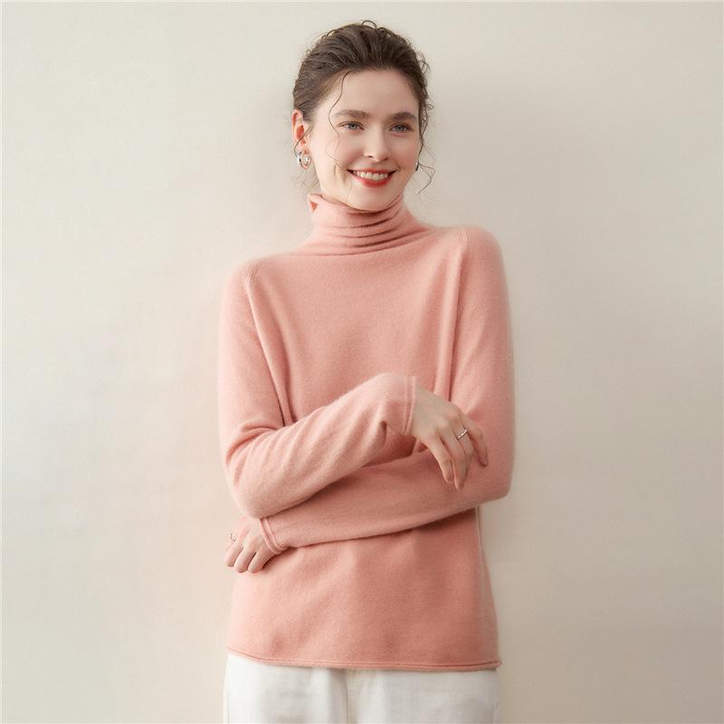Lekasha Cashmere High Neck Solid Color Long Sleeve Knit Sweater for Women (Autumn/Winter)