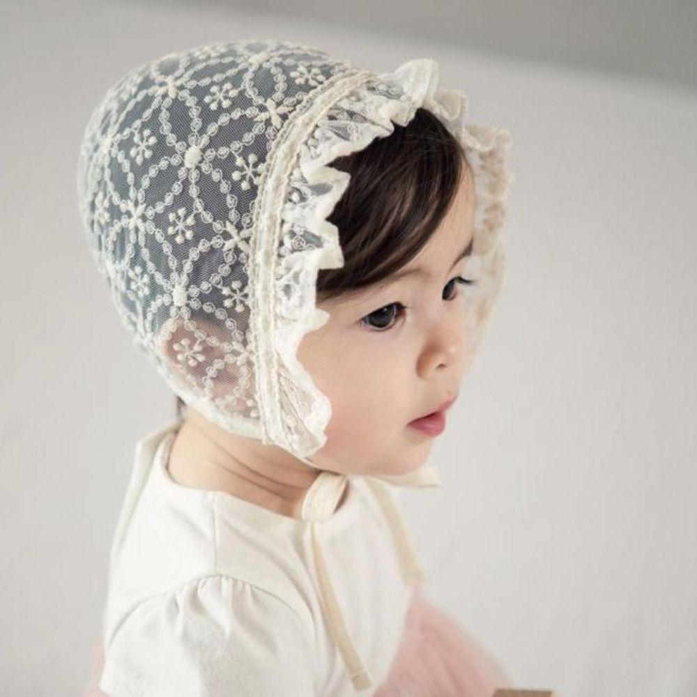 White Baby Lace Hat Breathable Girl Sunhat Ins Lace Ruffle Hat Photo Props