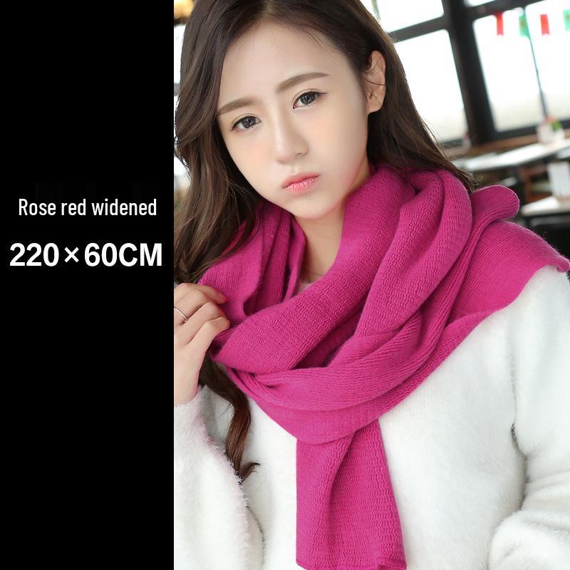 New Women's Korean Style Solid Color Knit Scarf Shawl for Autumn Winter