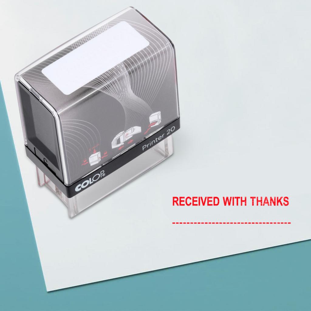 ПОЛУЧЕНО С БЛАГОДАРНОСТЬЮ Самоклеящаяся резиновая печать на заказ Colop Office Stationary P20 Mini