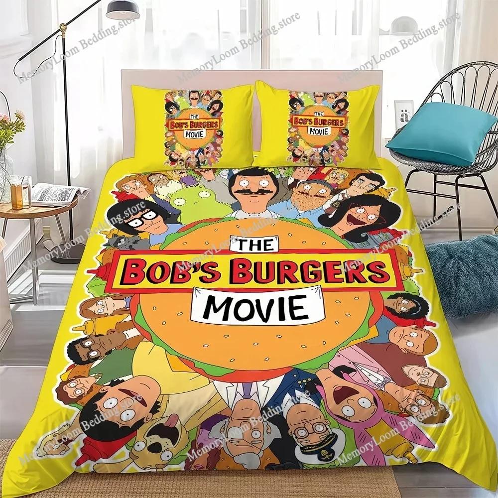 Мультяшный B-Bobs B-Burgers Комплект пододеяльника Домашний стиль Постельное белье Мягкий Стирка Хлопок Кровать Четыре сезона Студенческое общежитие Роскошный подарок74