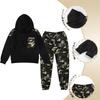LOLANTA Boys' Set, Long Sleeve Hooded Sweatshirt and Cargo Pants, Camouflage, Stylish Black, Size 140